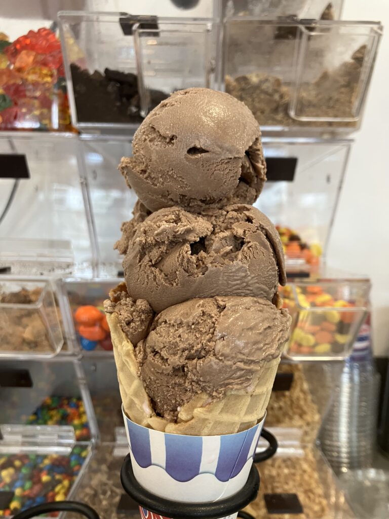 Award Wining Chocolate Ice Cream in a Waffle Cone, Farmville Va Dell's Dairy Bar