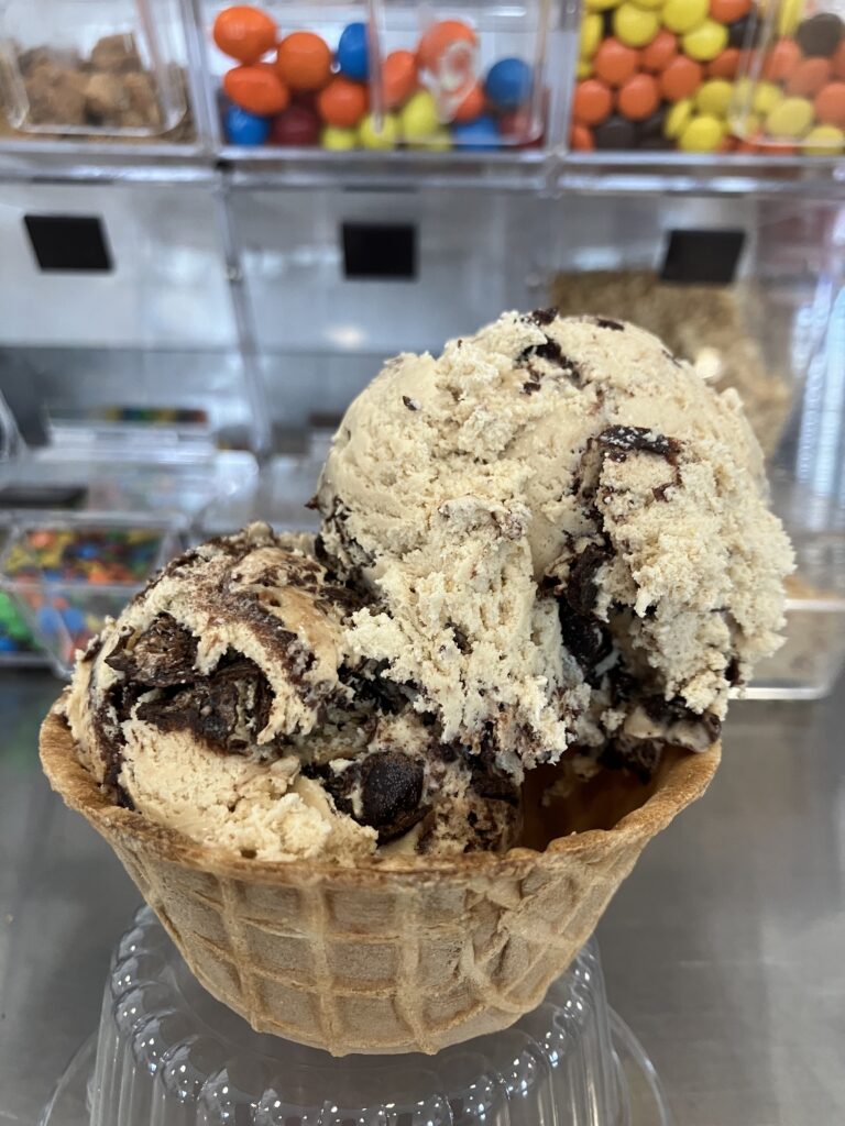 Cappuccino Crunch in a waffle cup at Dell's Dairy bar