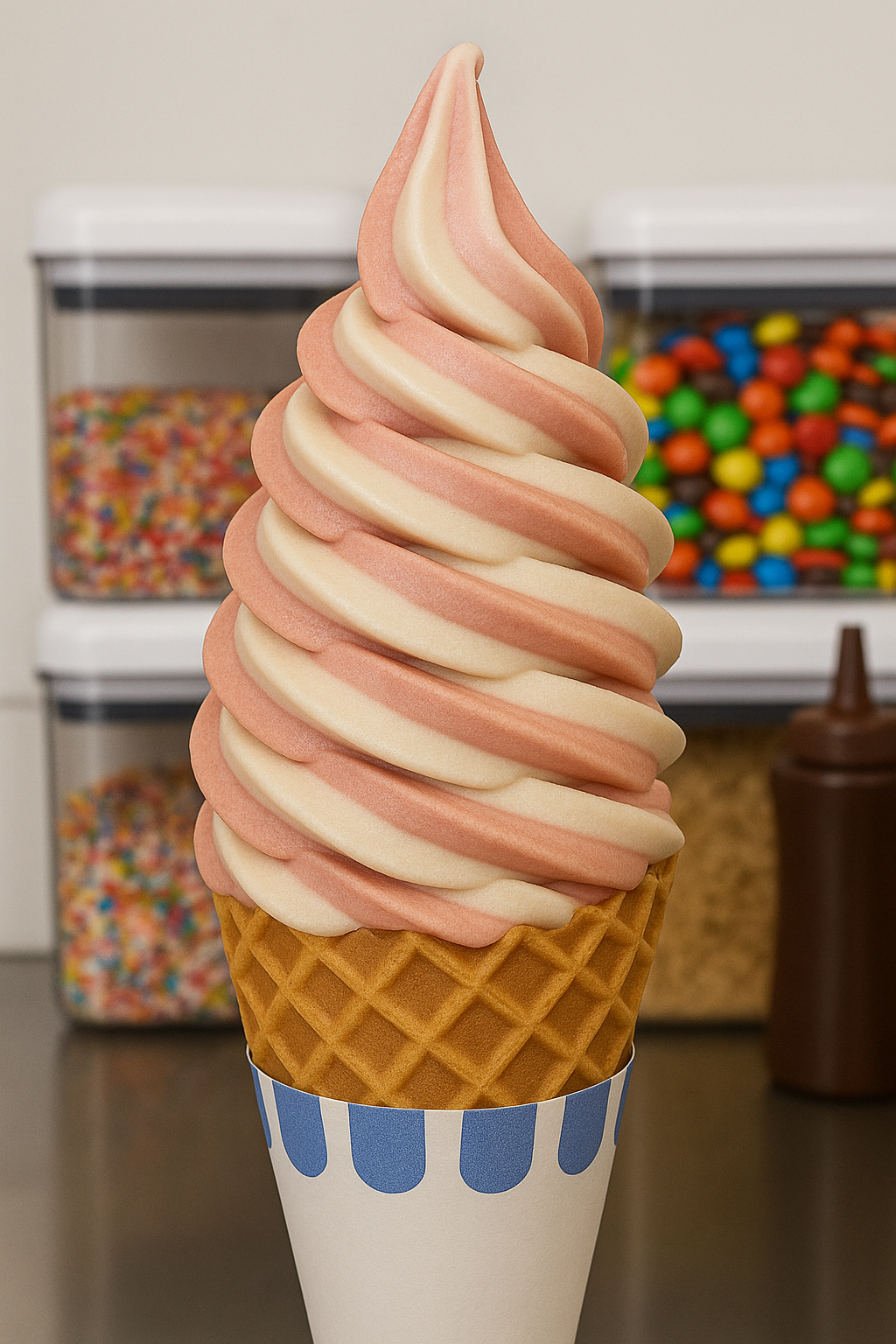 Strawberry Swirl Cone Dells Dairy Bar