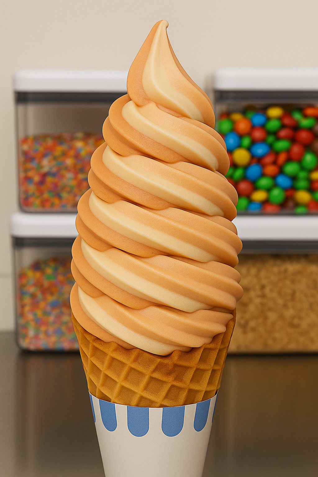 Peach Swirl Cone Dell's Dairy Bar